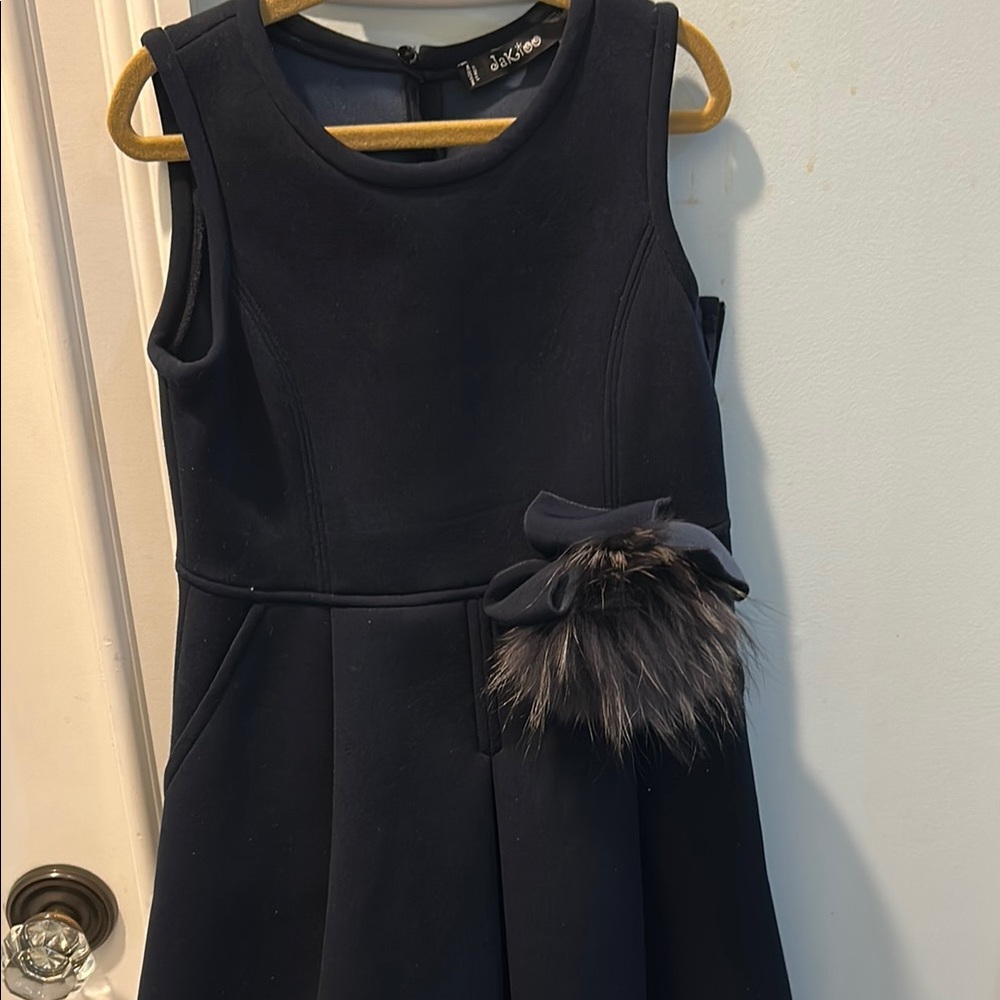 Monnalisa Black Embellished Girls A-Line Dress